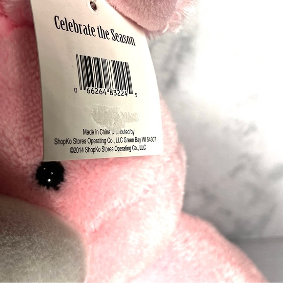 2014 Celebrate The Season Pink Bunny Plush Stuffed Animal. Approx 10" tall. - Picture 8 of 8